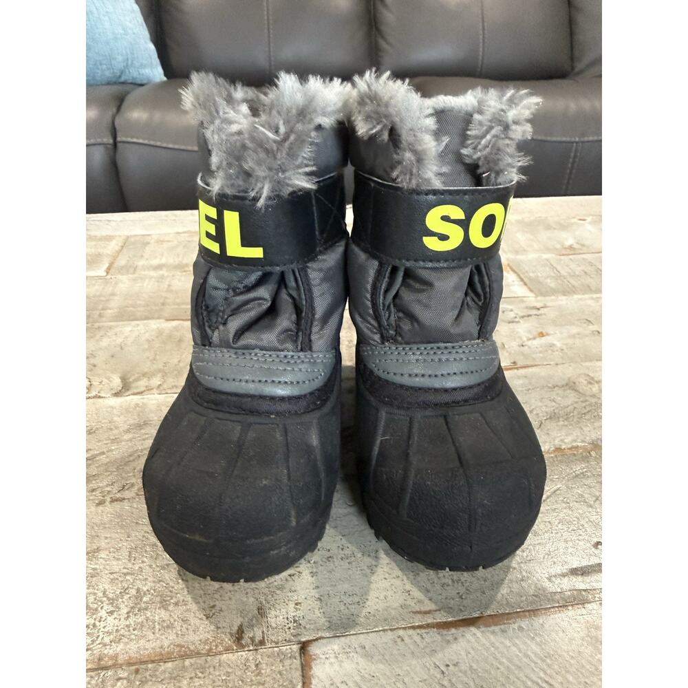 Sorel Snow Commander Boots Toddler Size 6 Gray Black Fleece Lined Winter Snow - Picture 2 of 6
